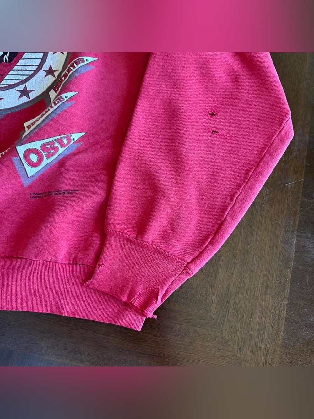 Vintage 1991 Ohio State Buckeyes Big Print Sweatshirt Red Men’s Large - Picture 4 of 7